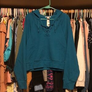 Victoria's Secret Teal Lace-Up Hoodie